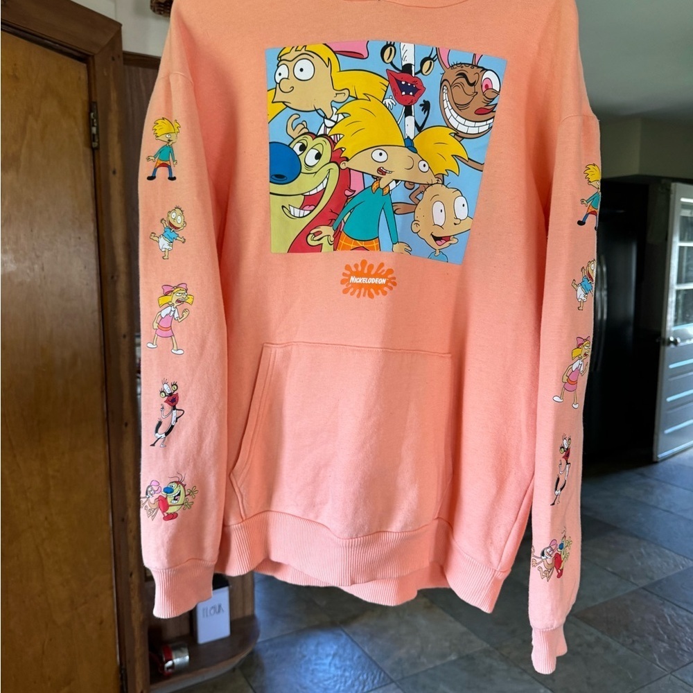 Nickelodeon peach woman’s sweatshirt hoodie, Large (B42)